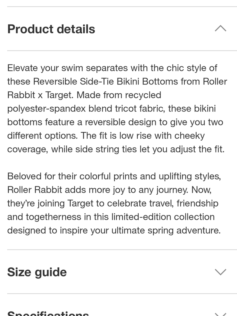 NWT Roller Rabbit x Target Collab Reversible Side-Tie Bikini Bottom - Picture 5 of 6